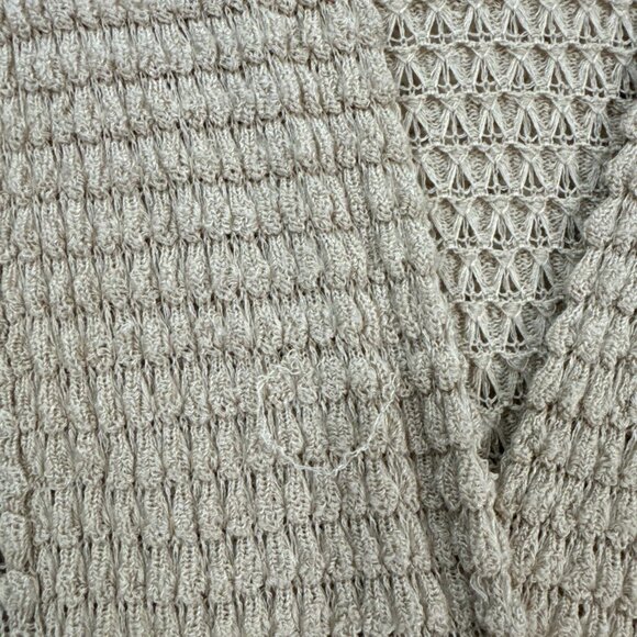 ColdWater Creek Sweater Cardigan Duster Womans 1X 18 Open Front Tan Stretch Knit - Picture 9 of 16